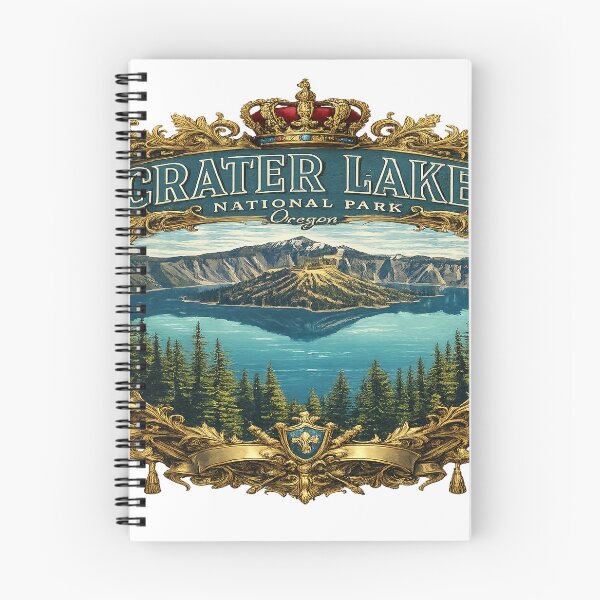 Item preview, Crater Lake Royal Vintage Design – Luxury National Park Illustration with Crown Frame designed and sold by artistezone.