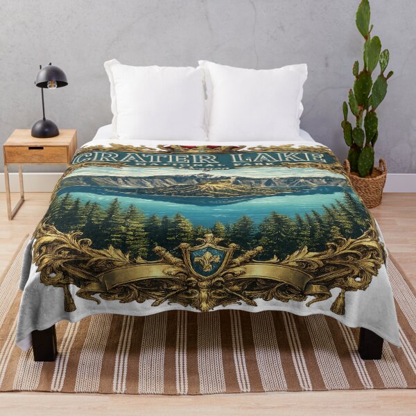 Item preview, Crater Lake Royal Vintage Design – Luxury National Park Illustration with Crown Frame designed and sold by artistezone.