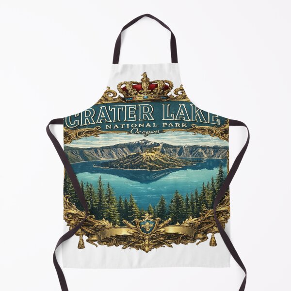 Item preview, Crater Lake Royal Vintage Design – Luxury National Park Illustration with Crown Frame designed and sold by artistezone.