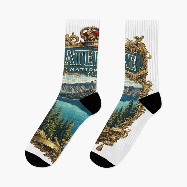 Item preview, Crater Lake Royal Vintage Design – Luxury National Park Illustration with Crown Frame designed and sold by artistezone.