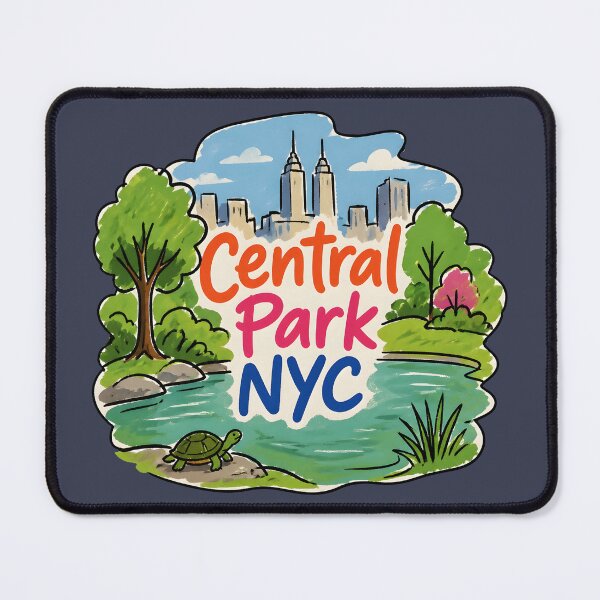 Item preview, Central Park NYC Colorful Landscape Skyline Background Turtle designed and sold by HowToCanadian.