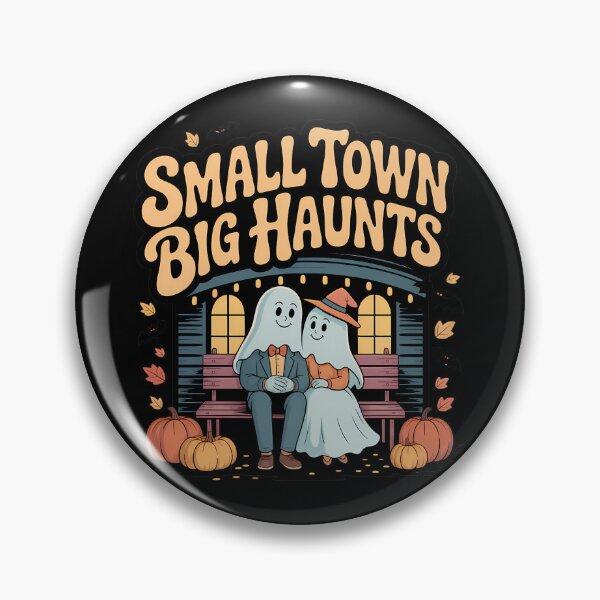 Item preview, Small Town Big Haunts Cute Ghost Couple Halloween Design designed and sold by Raw Tigers.
