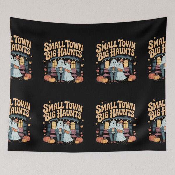 Item preview, Small Town Big Haunts Cute Ghost Couple Halloween Design designed and sold by Raw Tigers.