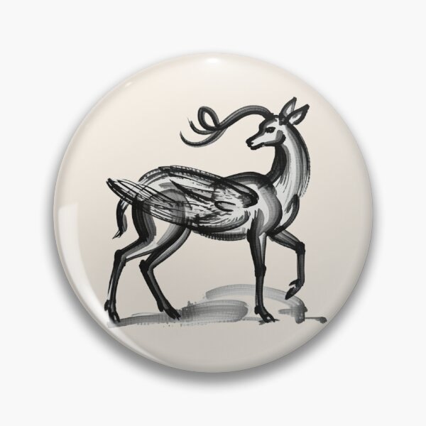 Item preview, A hand-colored natural history illustration of a mythical winged deer rendered as a delicate creature with elongated proportions and fantastical anatomy designed and sold by 123ks.