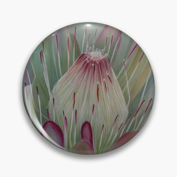 Item preview, Pink Protea flower on soft green  designed and sold by jaxlovesart.
