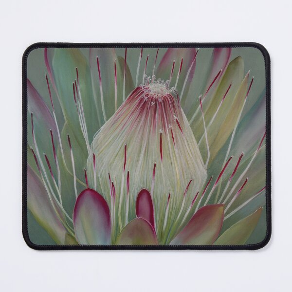 Item preview, Pink Protea flower on soft green  designed and sold by jaxlovesart.