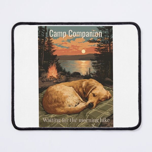 Item preview, Golden Retriever Camping Lakeside Sunset Trail Scene designed and sold by HomeFarmPress.