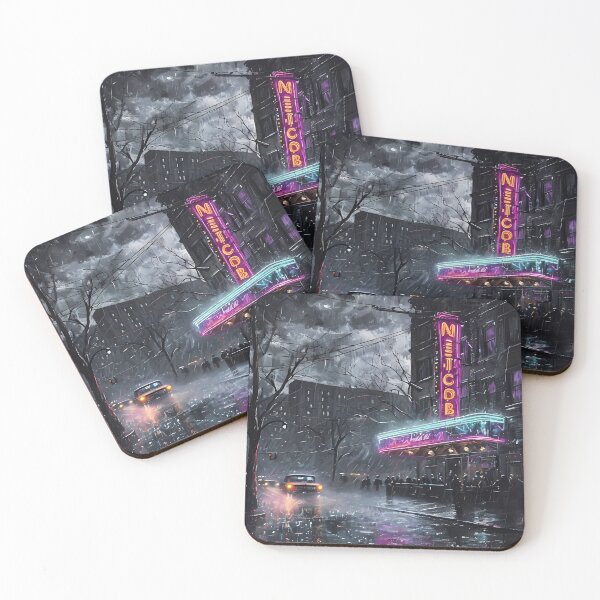 Item preview, Rainy Night Therapy - Retro Neon City Noir Art designed and sold by Modern Nest Art.