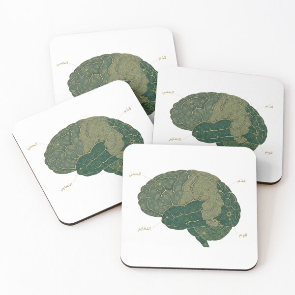Item preview, Arabic brain language map topographic regions calligraphy grammar neuroscience art gift designed and sold by language-des.