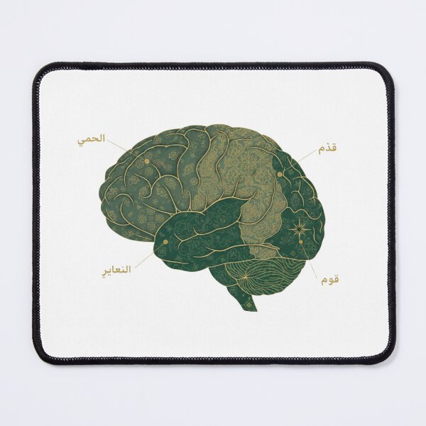 Item preview, Arabic brain language map topographic regions calligraphy grammar neuroscience art gift designed and sold by language-des.