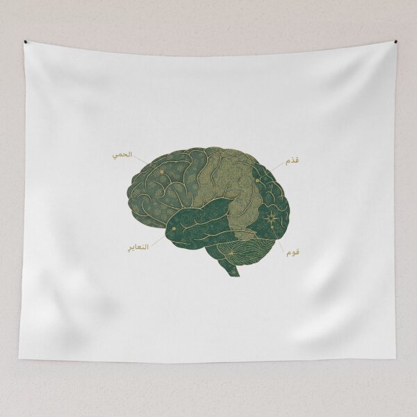 Item preview, Arabic brain language map topographic regions calligraphy grammar neuroscience art gift designed and sold by language-des.