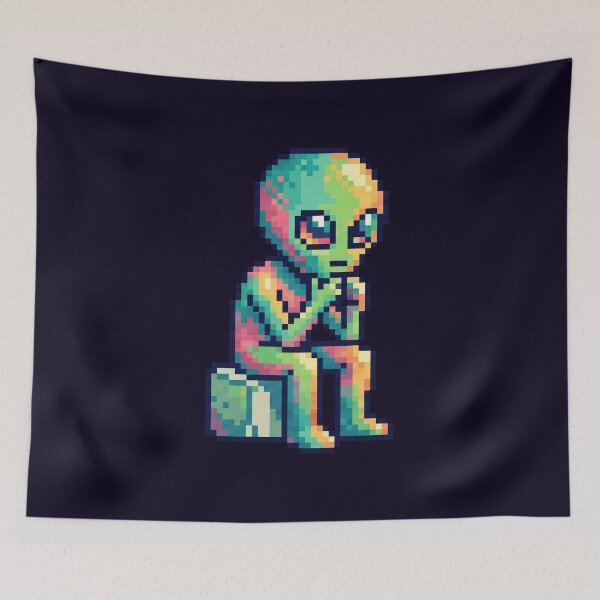 Item preview, Out of Context No.6: The Thinking Alien Pixel Art designed and sold by NO BEAVER NO PUNK.