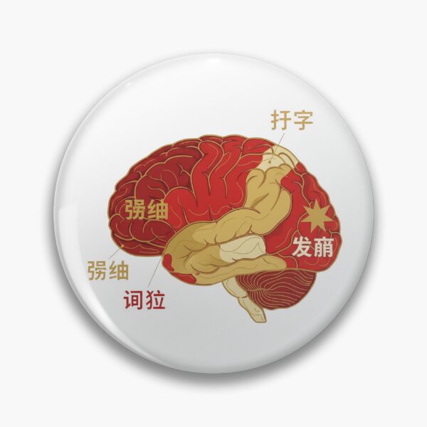 Item preview,  Chinese Mandarin brain language map topographic regions hanzi grammar neuroscience art gift designed and sold by language-des.
