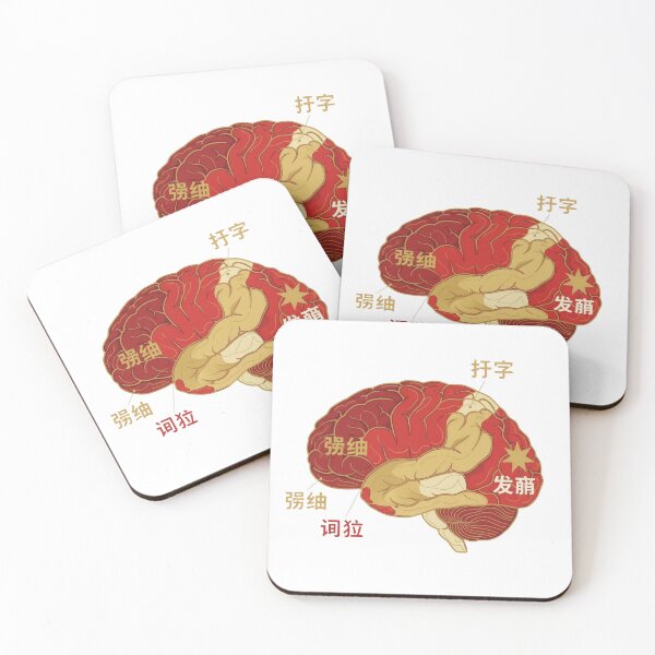 Item preview,  Chinese Mandarin brain language map topographic regions hanzi grammar neuroscience art gift designed and sold by language-des.