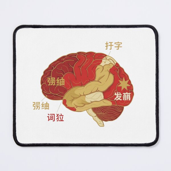Item preview,  Chinese Mandarin brain language map topographic regions hanzi grammar neuroscience art gift designed and sold by language-des.