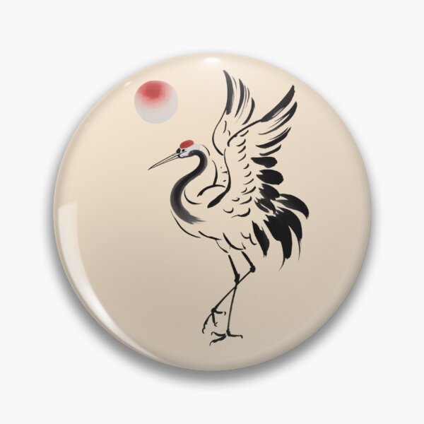 Item preview, Japanese sumi-e ink painting of a graceful crane designed and sold by 123ks.