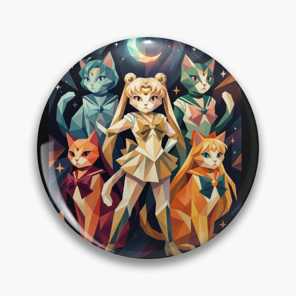 Item preview, Sailor Moon Cats | Geometric Cosmic Guardians - Anime Style Feline Power Art designed and sold by TheCoolCatsMx.