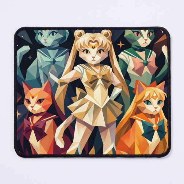Item preview, Sailor Moon Cats | Geometric Cosmic Guardians - Anime Style Feline Power Art designed and sold by TheCoolCatsMx.
