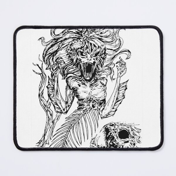 Item preview, Siren - Haunting Skeleton Mermaid Gothic Ink Sketch designed and sold by Combat the Apathy.