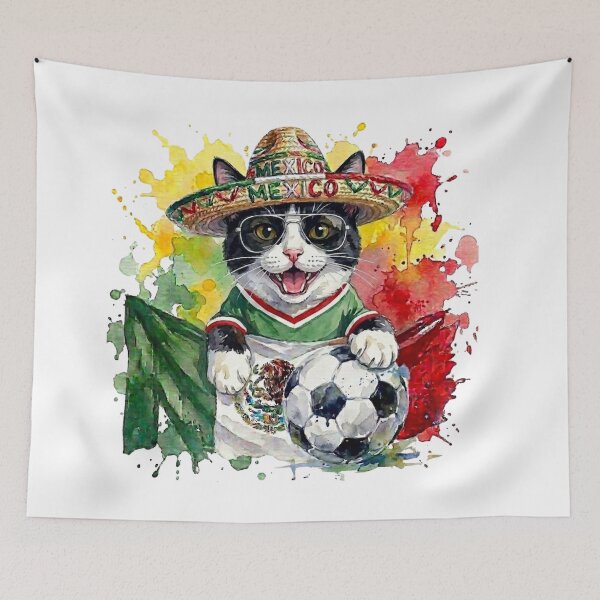 Item preview, Black and white cat World Cup Mexico Suppawter designed and sold by The Suppawters.