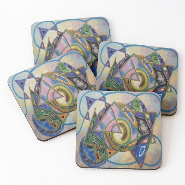 Item preview, quantum shapes impressionist colorful geometric abstract design designed and sold by SmashingDeals.