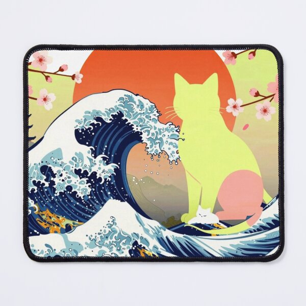 Item preview, Lively Citrus Japanese Wave Cat Art - Aesthetic Ukiyo-e Style designed and sold by BLUESKY11a.