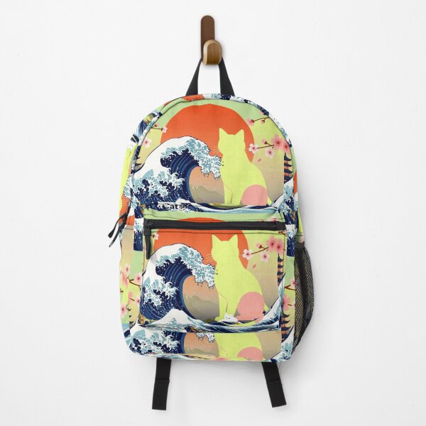 Item preview, Lively Citrus Japanese Wave Cat Art - Aesthetic Ukiyo-e Style designed and sold by BLUESKY11a.