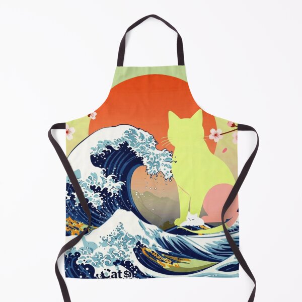 Item preview, Lively Citrus Japanese Wave Cat Art - Aesthetic Ukiyo-e Style designed and sold by BLUESKY11a.