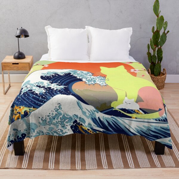 Item preview, Lively Citrus Japanese Wave Cat Art - Aesthetic Ukiyo-e Style designed and sold by BLUESKY11a.