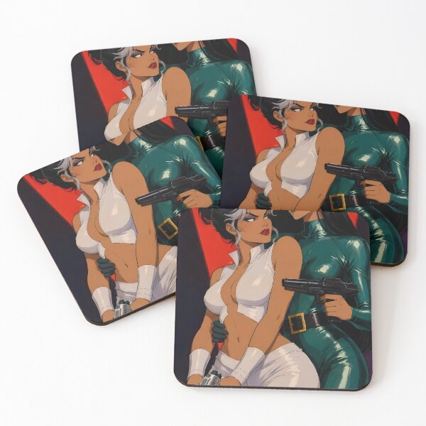 Item preview, Retro Femme Fatale Duo – Noir Spy Girls Action Illustration designed and sold by  Hollow Moon Studios..