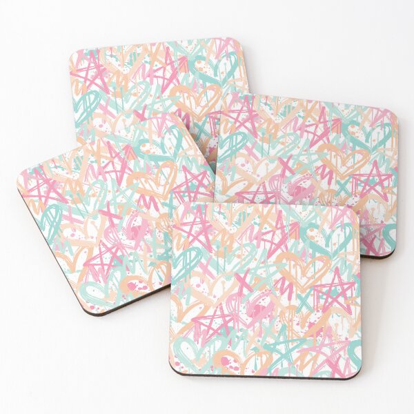 Item preview, Graffiti Love Notes in Taffy Skies Pastel Hearts & Stars designed and sold by melanie4816.