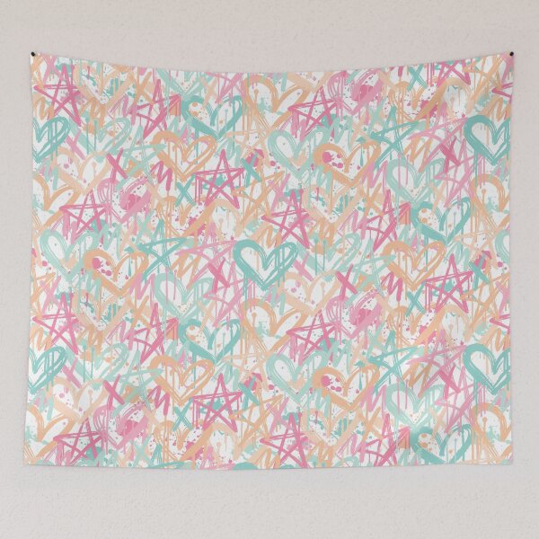 Item preview, Graffiti Love Notes in Taffy Skies Pastel Hearts & Stars designed and sold by melanie4816.