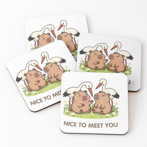 Item preview, Nice To Meet You – Cute Capybara And Stork Friends designed and sold by BCapybara.