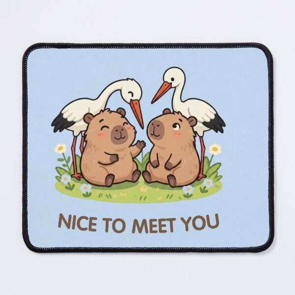 Item preview, Nice To Meet You – Cute Capybara And Stork Friends designed and sold by BCapybara.