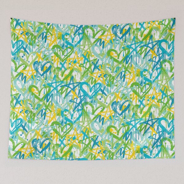 Item preview, Graffiti Love Notes in Paradise Pop Tropical Hearts & Stars designed and sold by melanie4816.
