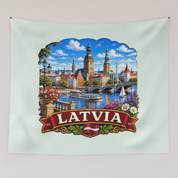 Item preview, Latvia Riga Old Town Riverside designed and sold by Myra365Art.