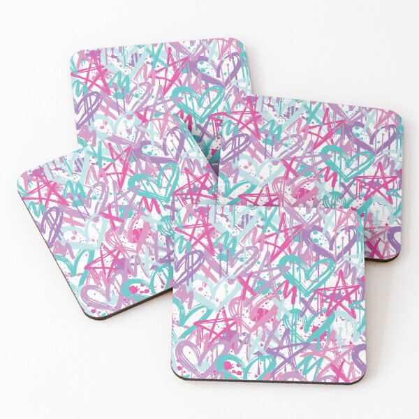 Item preview, Graffiti Love Notes in Sugar Rush Pink Purple Hearts & Stars designed and sold by melanie4816.