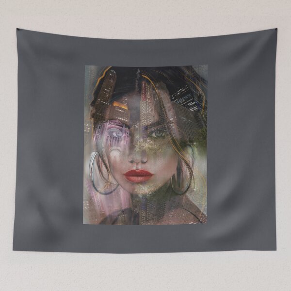 Item preview, New York City at Night | Double Exposure Urban Digital Portrait designed and sold by Skayana.