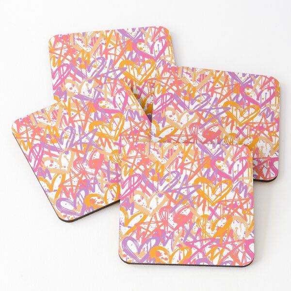 Item preview, Graffiti Love Notes in Sunset Candy Retro Hearts & Stars designed and sold by melanie4816.