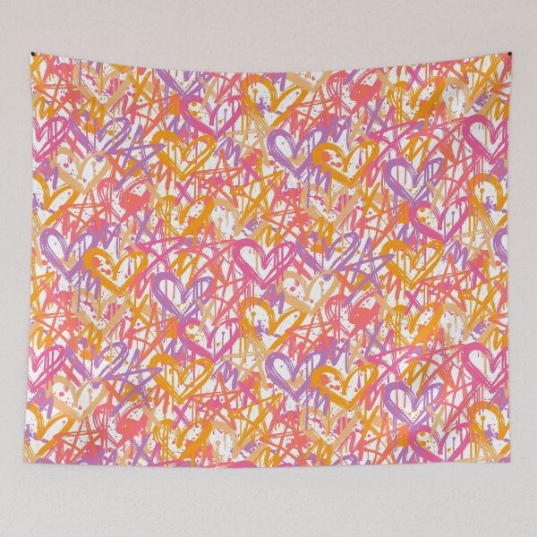 Item preview, Graffiti Love Notes in Sunset Candy Retro Hearts & Stars designed and sold by melanie4816.