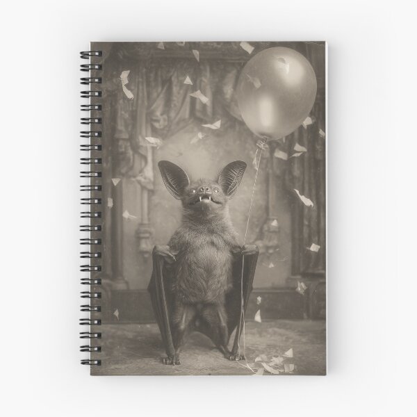 Item preview, Vintage Birthday Bat with Balloon and Confetti designed and sold by SpecInkStudio.