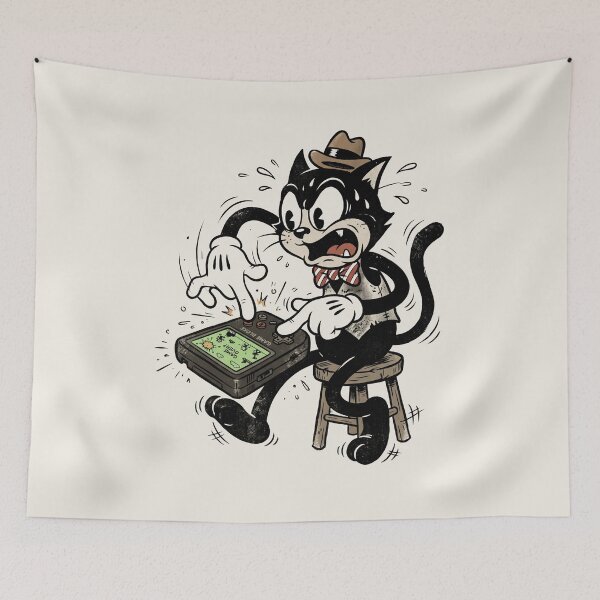 Item preview, Funny Vintage 1930s Cartoon Cat Playing Retro Video Game designed and sold by RetroRewind Studio.