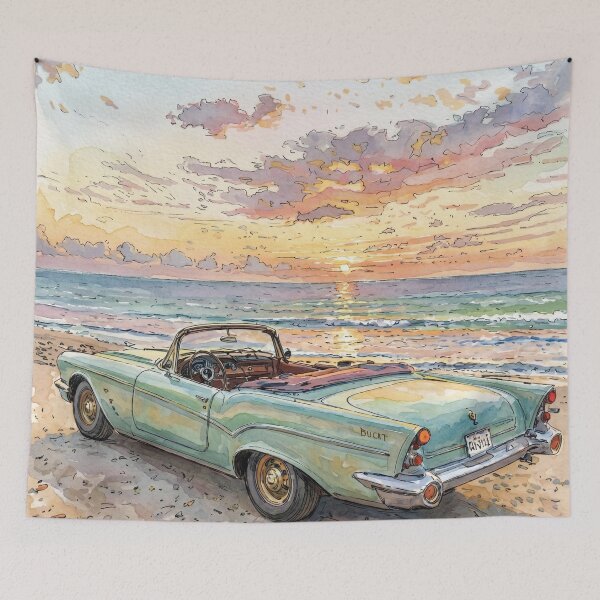 Item preview, Vintage car at the beach designed and sold by sid1802.