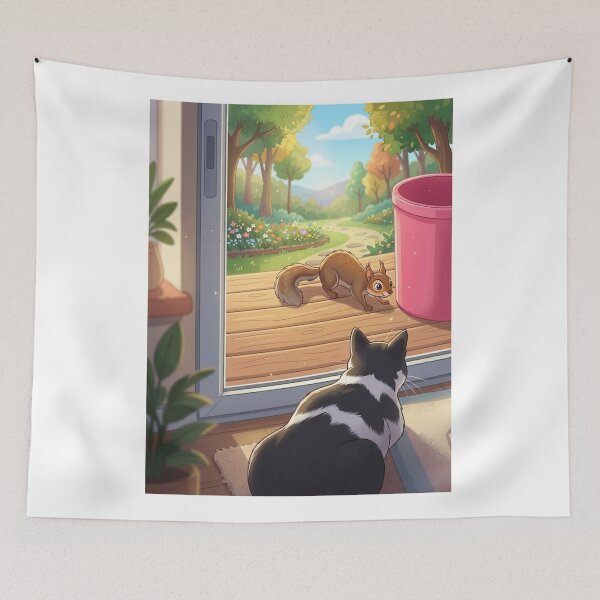 Item preview, The Lookout: A Cat Watching a Squirrel designed and sold by AirCrayons27.