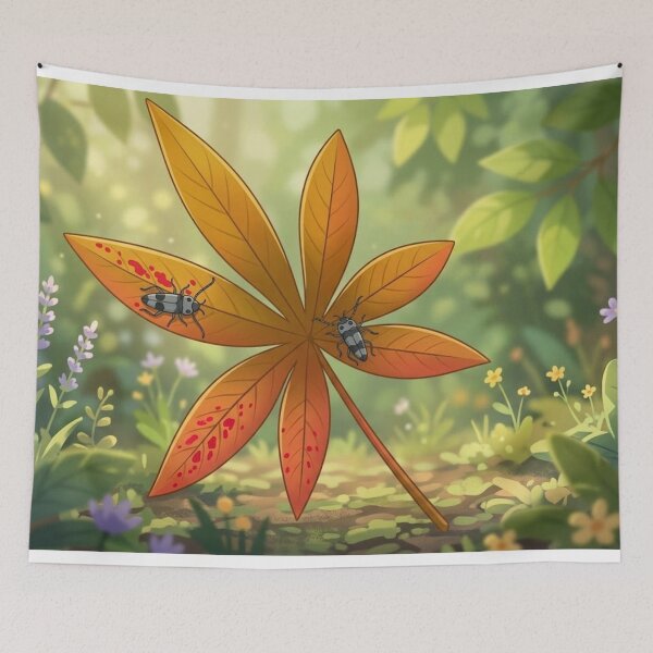 Item preview, Whimsical Autumn Leaf and Beetle Illustration designed and sold by AirCrayons27.
