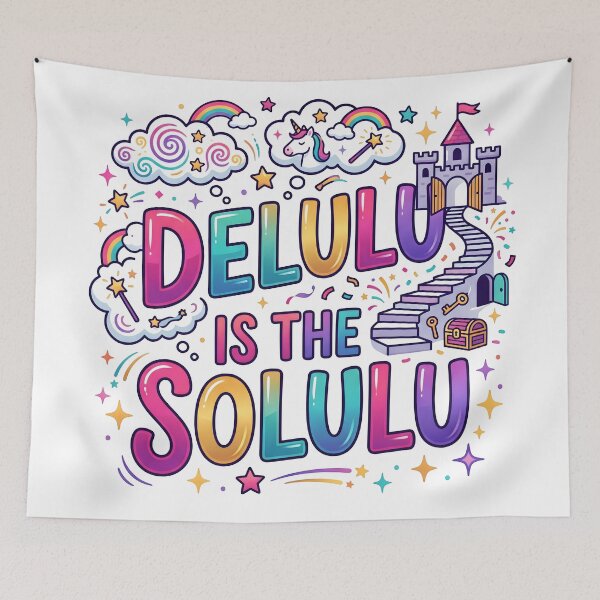 Item preview, delulu, solulu, internet slang, funny quote, viral phrase, gen z humor designed and sold by TrueArtVibes.