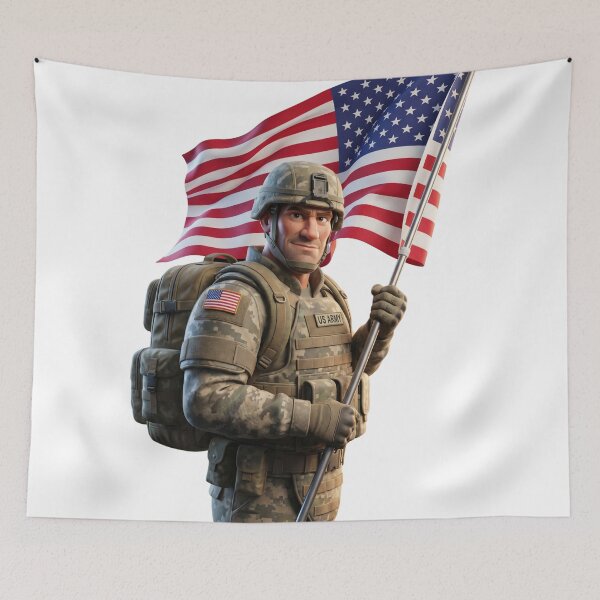 Item preview, Proud American soldier with flag designed and sold by misiek8223.