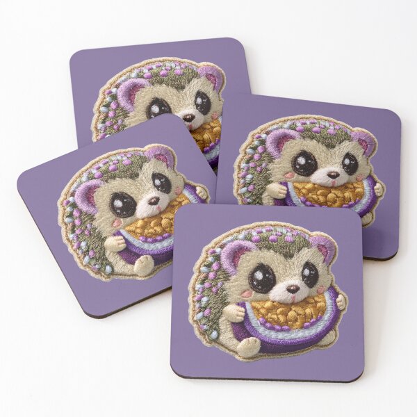 Item preview, Kawaii Hedgehog With Purple Watermelon Slice designed and sold by MegaNovaArt.