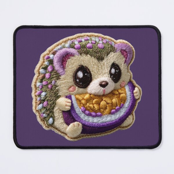 Item preview, Kawaii Hedgehog With Purple Watermelon Slice designed and sold by MegaNovaArt.
