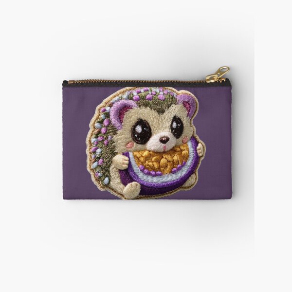 Item preview, Kawaii Hedgehog With Purple Watermelon Slice designed and sold by MegaNovaArt.